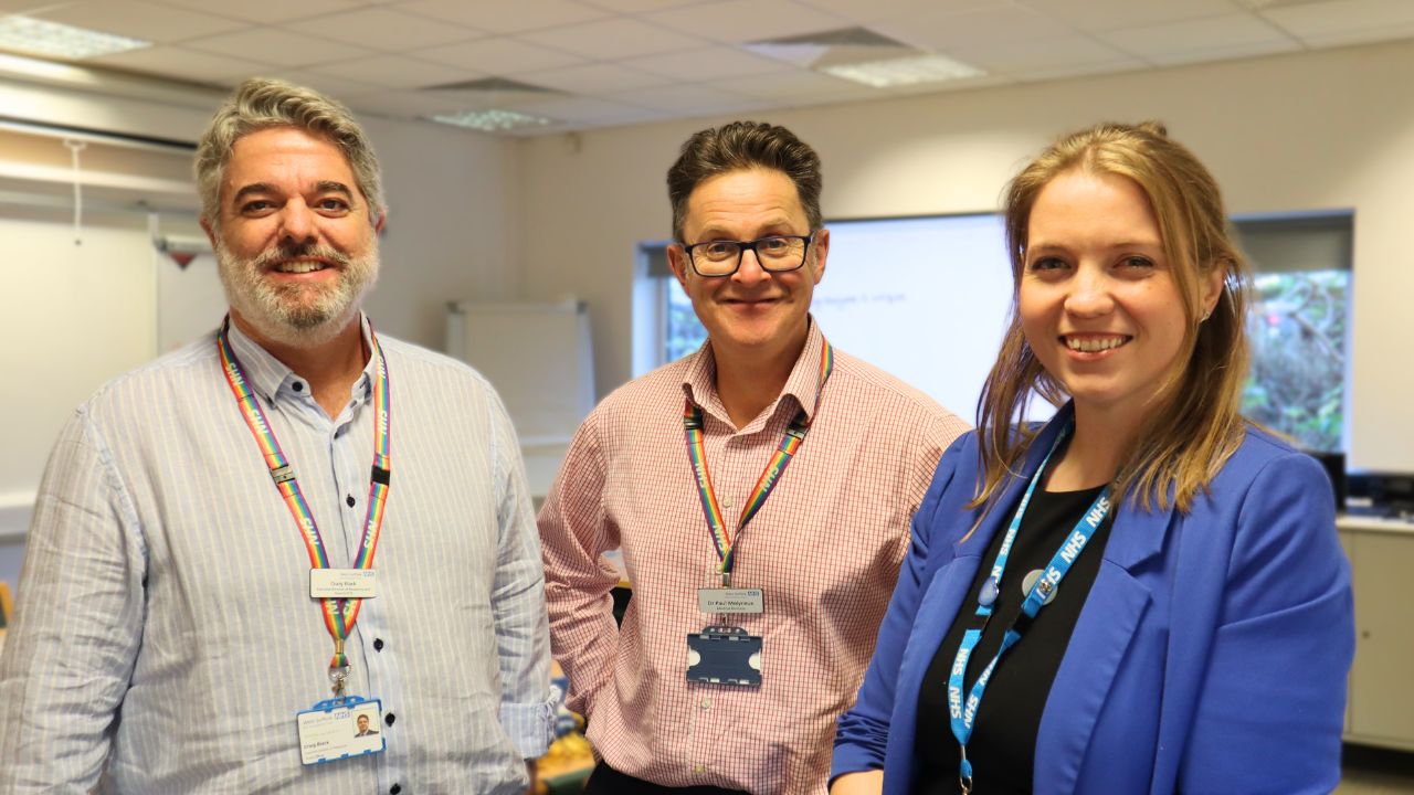 Craig Black (director of resources), Dr Paul Molyneux (medical director) and Ceiridwen Fowles (co-chair of the Disability Staff Network)