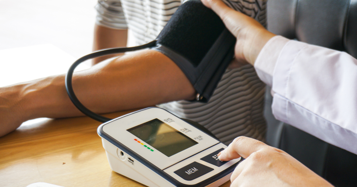 Blood pressure cuff on arm