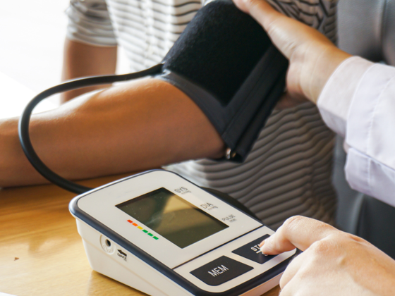 Blood pressure cuff on arm