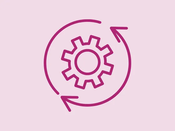 Cog with an arrow going around it