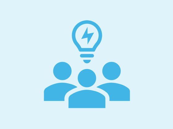 People with a lightbulb above them