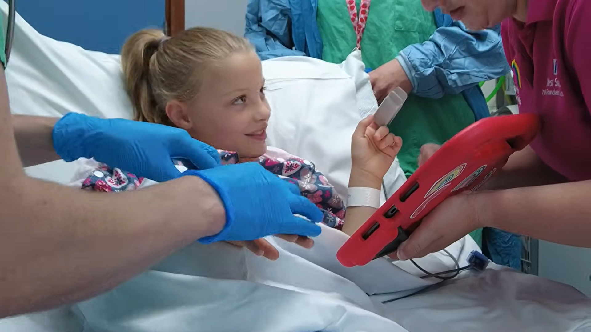 A child in a hospital bed