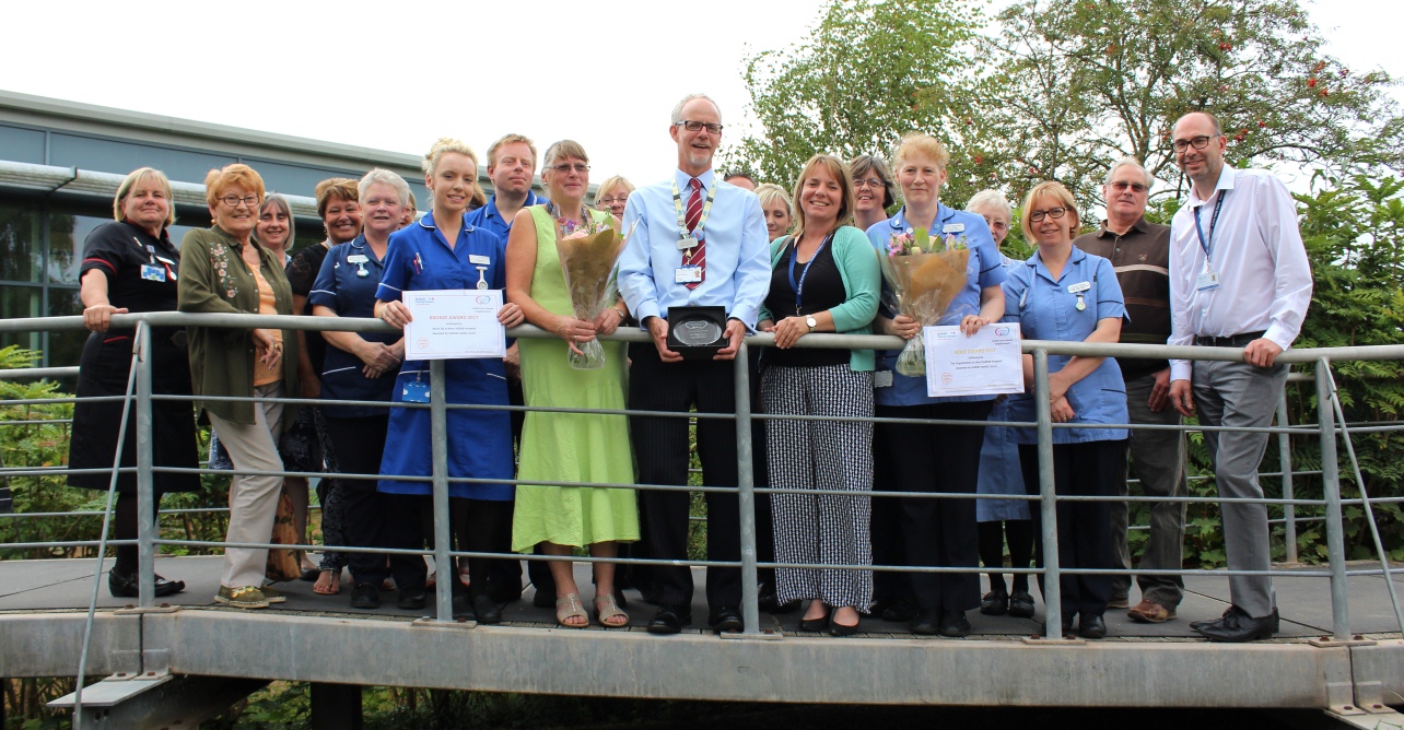 Chief executive Stephen Dunn receives the Family Carer Friendly Hospital Award