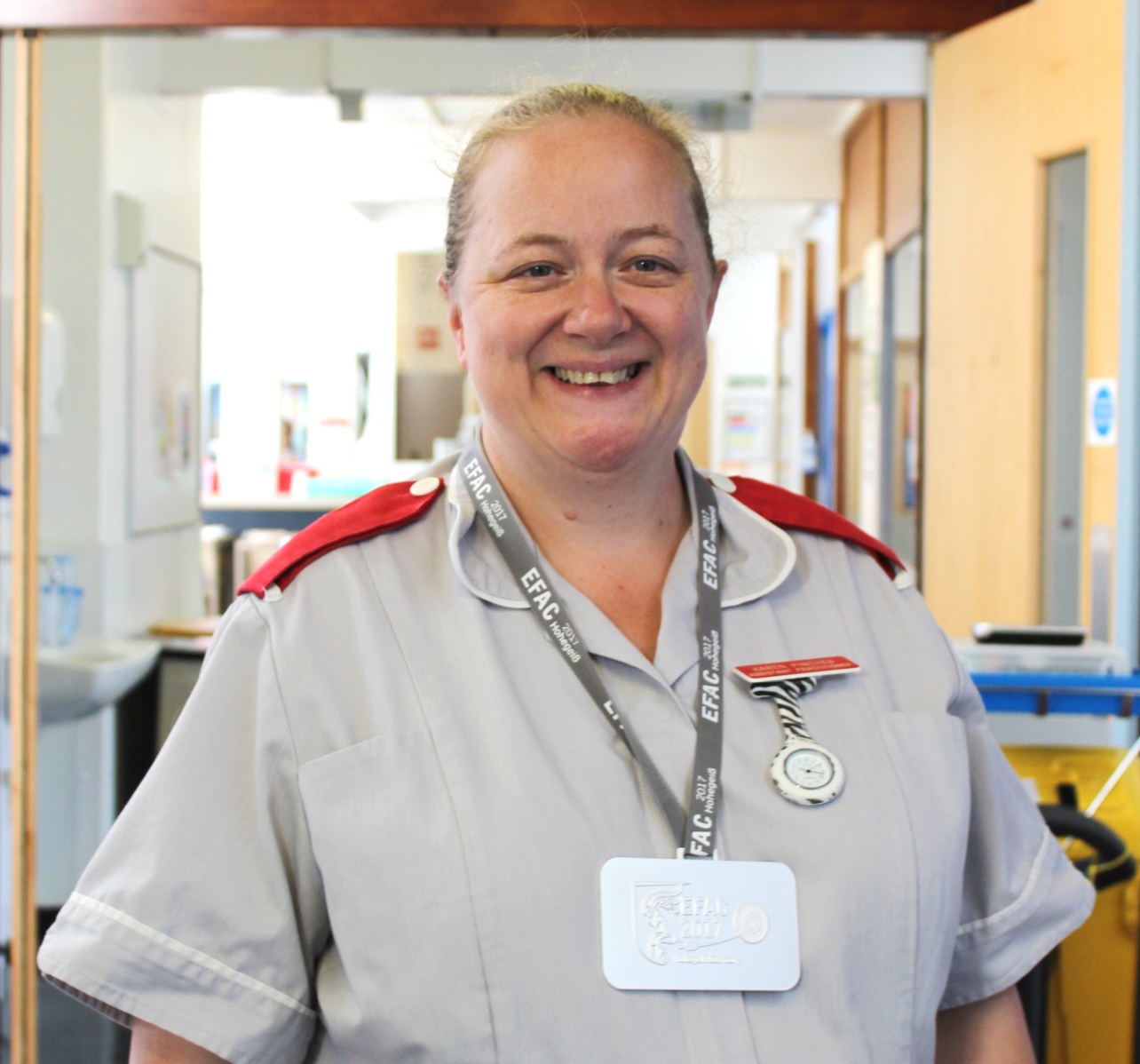 Karen Pinches, assistant practitioner, wearing her silver medal