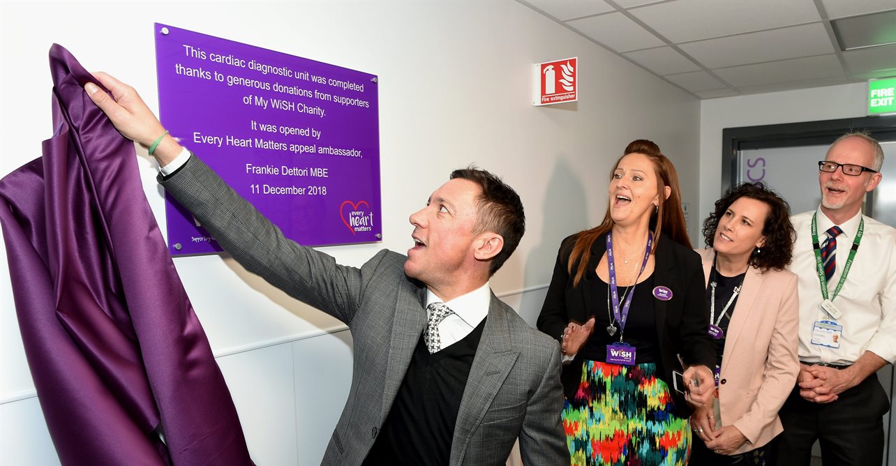 Appeal ambassador Frankie Dettori officially opens the new cardiac diagnostic unit at West Suffolk Hospital’s new cardiac centre, 