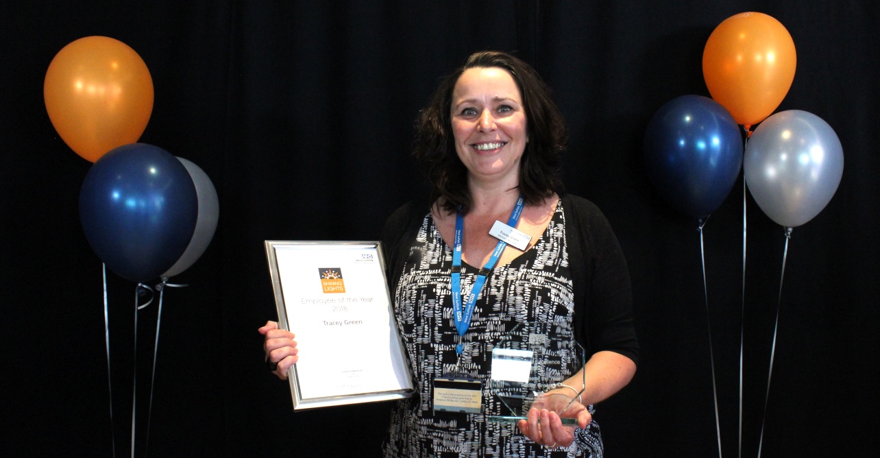 The employee of the year award of excellence winner, Tracey Green, mortuary and bereavement services manager.