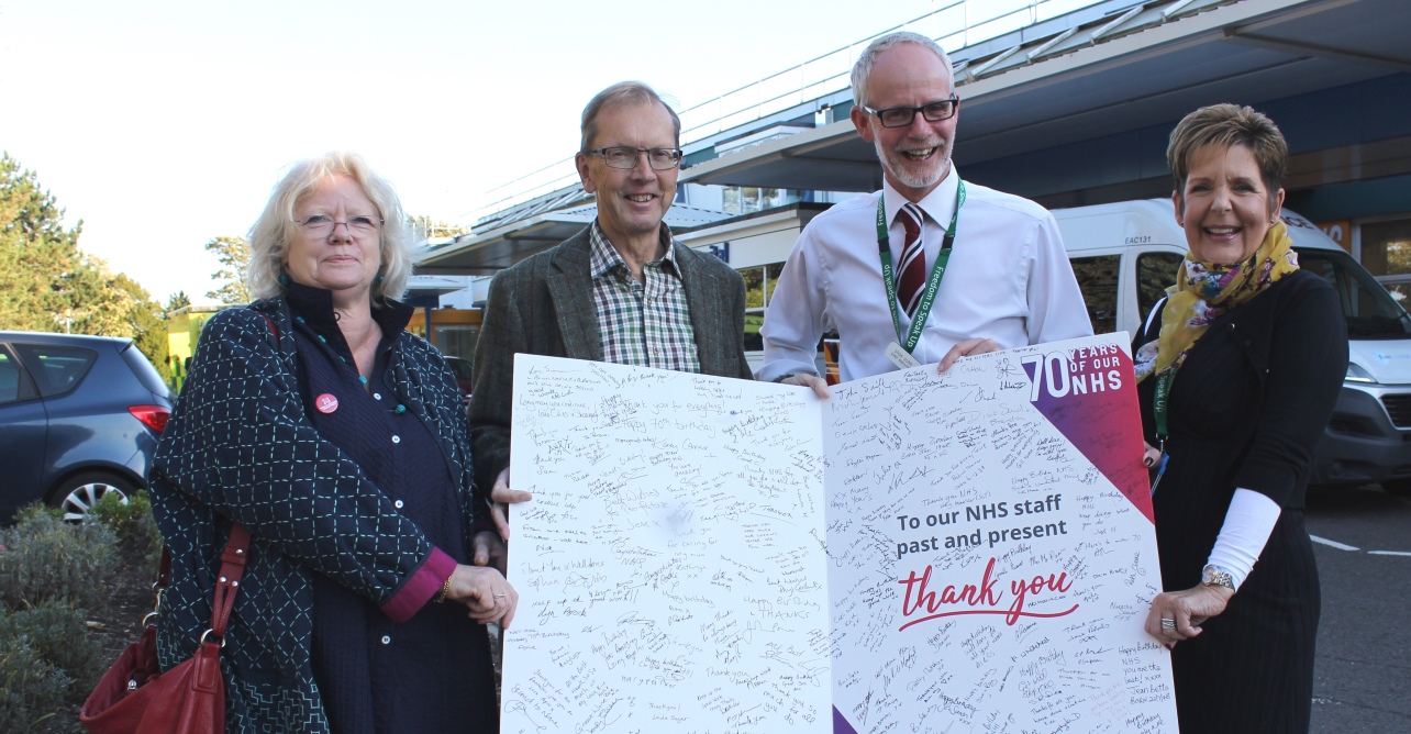 From left to right: Nicola Iannelli-Popham, Secretary, and Quentin Cornish, Chair, Bury St Edmunds Constituency Labour Party, Stephen Dunn, chief executive of WSFT, and Jan Bloomfield, director of workforce and communications at WSFT