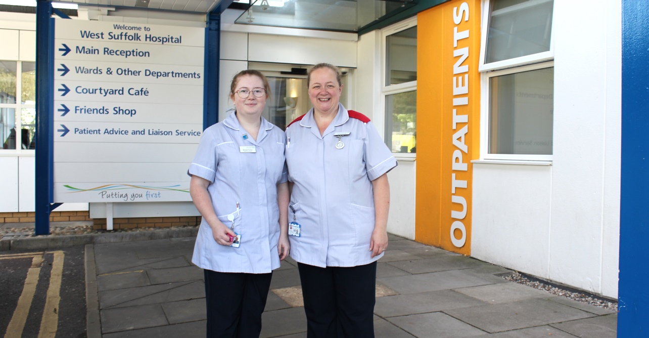 (From left to right) West Suffolk Hospital’s Natasja Pinches, healthcare assistant, and Karen Pinches, assistant practitioner.