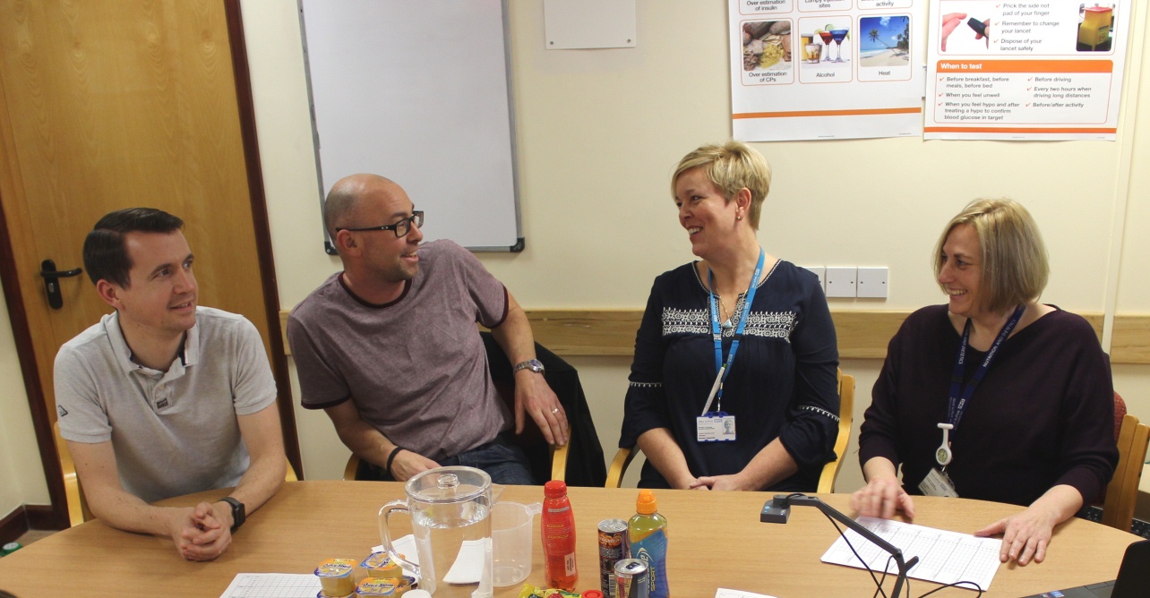 Denise Unsworth, diabetes specialist nurse, and Karen Orriss, diabetes dietitian, hosting a DAFNE session with patients at West Suffolk Hospital