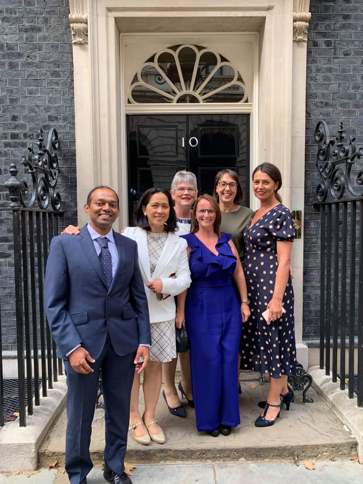 Our staff who visited 10 Downing Street.(Left to right) Vivek Rajagopal, Marilou Franco, Helen Ballam, Ali Devlin, Gylda Nunn and Sue Deakin.