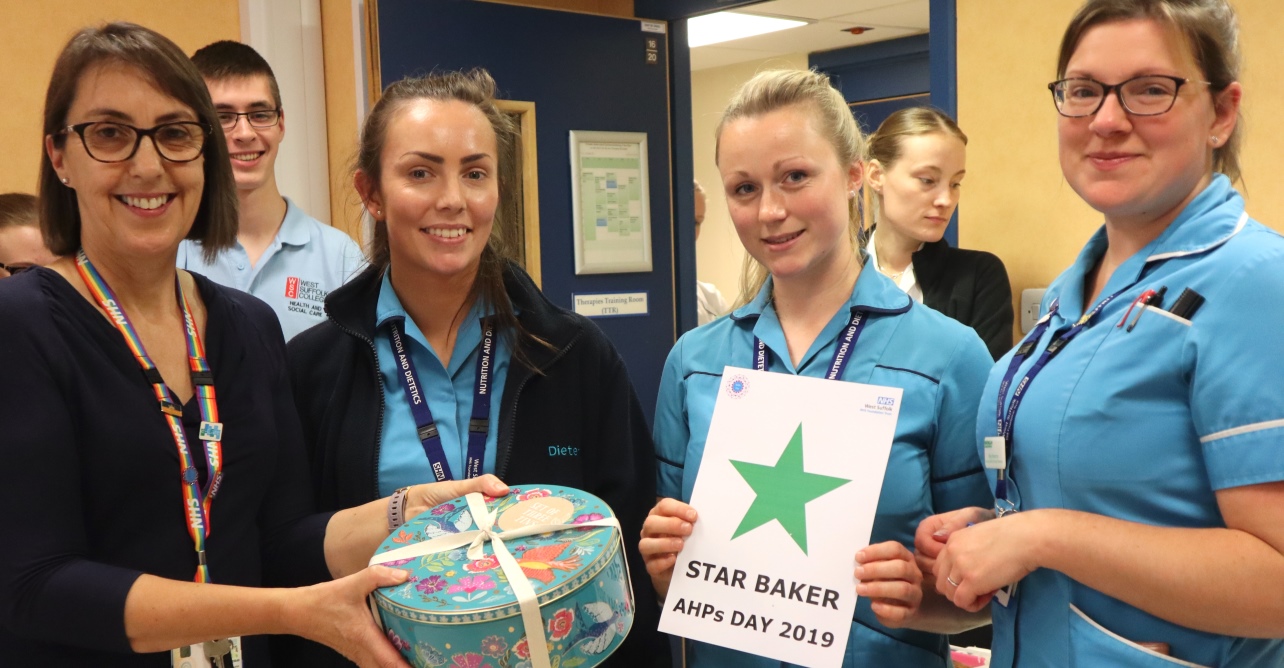Gylda Nunn, integrated therapies manager at WSFT with Gabrielle Watson, Jessie Wright and Katy Robertson of the winning bake-off dietitian team.