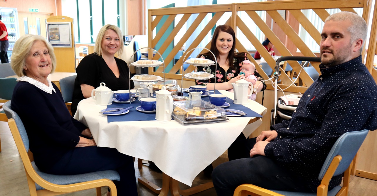 Daisy left the neonatal unit at WSFT for the first time to have afternoon tea