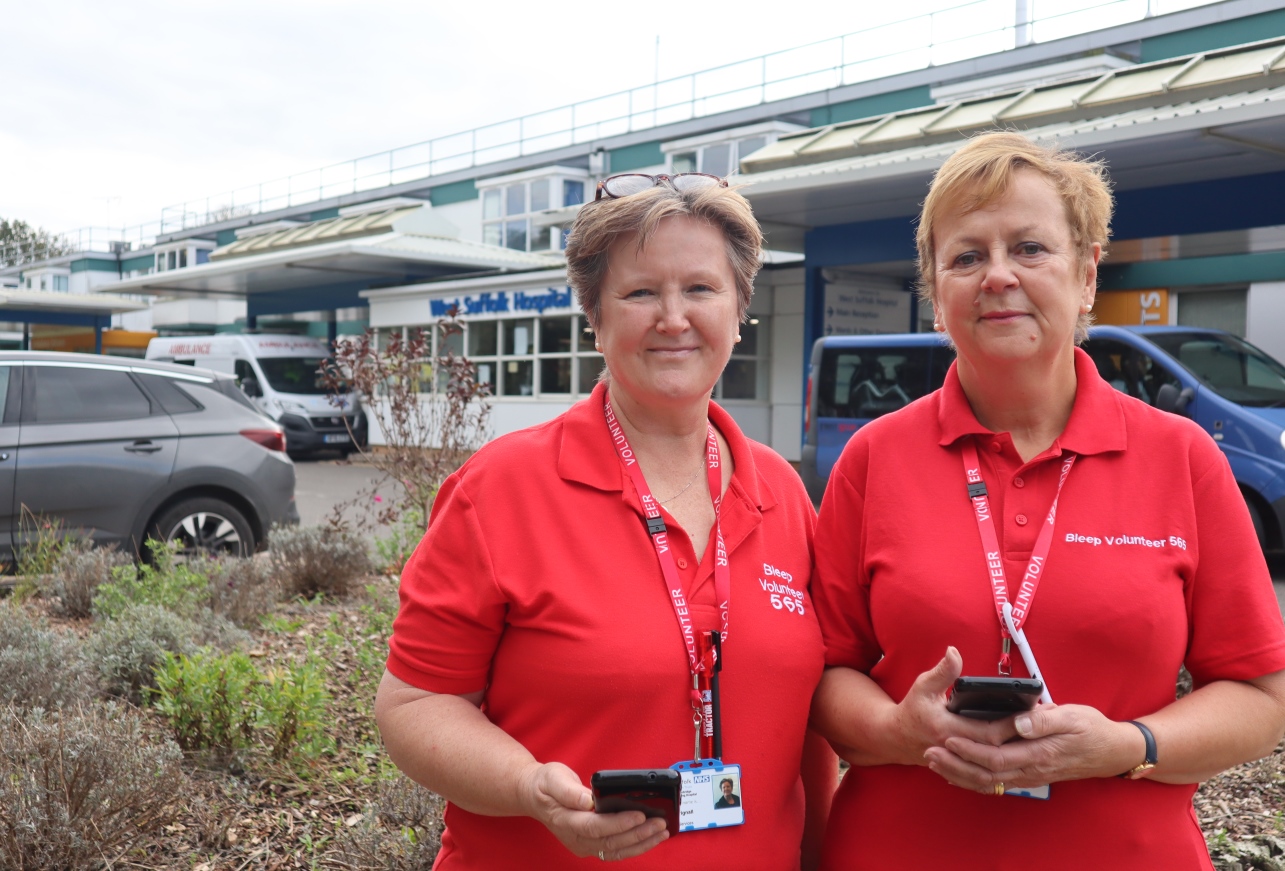 Left to right Lynda and Elizabeth are both exWSFT employees and now support the hospital as bleep volunteers