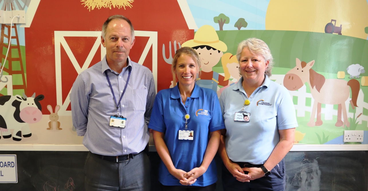 (Left to right) Consultant paediatrician Dr Ian Evans works closely with community paediatric physiotherapist Caroline Fitzjohn and hospital based paediatric physiotherapist Kathy Hammond to join up care for babies and children.