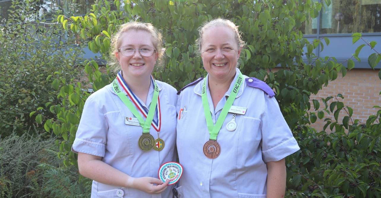 Karen and Natasja Pinches with their field archery medals from the 2019 International Field Archery Association European Field Archery Championships in the Netherlands.