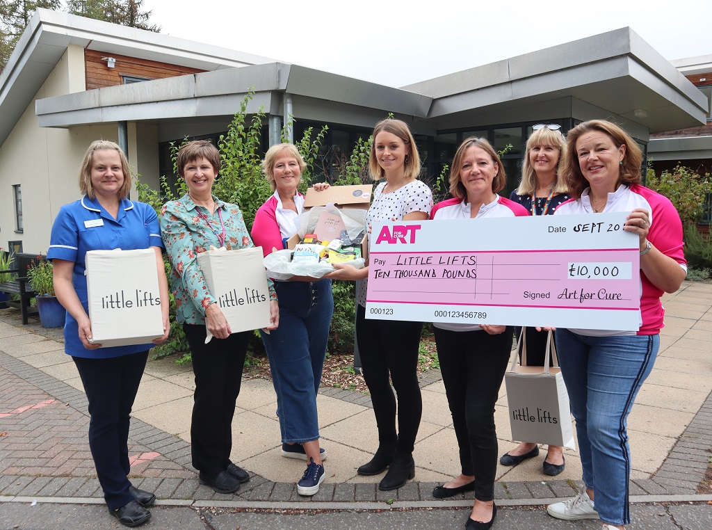 Laura Talbot, breast care nurse, Andrea Pryor, breast care clinical services manager, Belinda Gray, founder Art for Cure; Oa Hackett, founder littlelifts; Di Rix, fundraiser; Helen Small, oncology nurse specialist; and Ali Bovil fundraiser. 