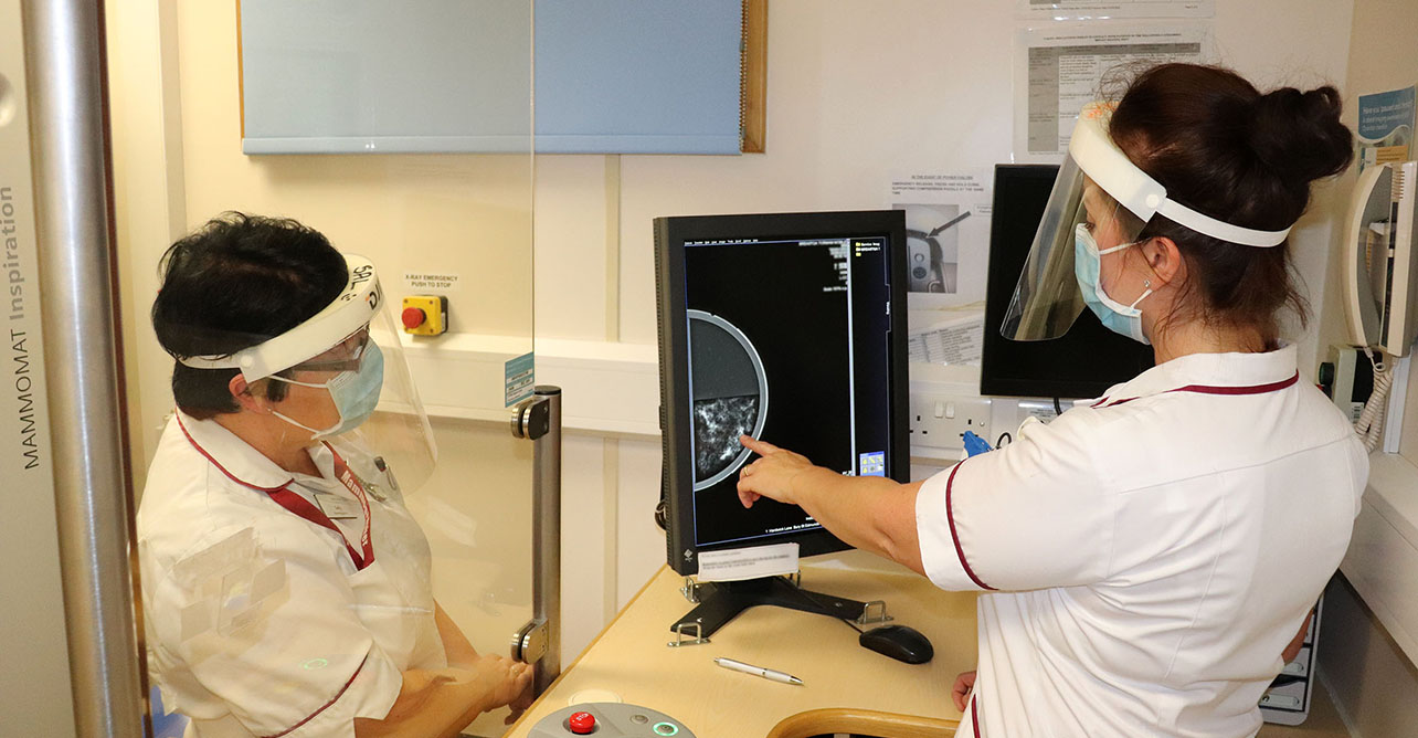 Radiographers Sally Leggett and Laura Lloyd at West Suffolk NHS Foundation Trust's mobile breast screening unit.