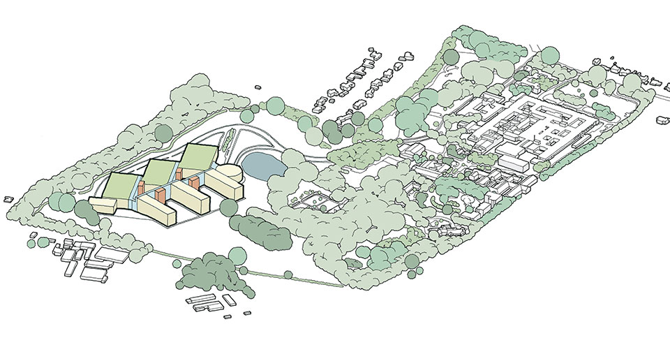 Illustration showing one potential design for new hospital buildings at Hardwick Manor