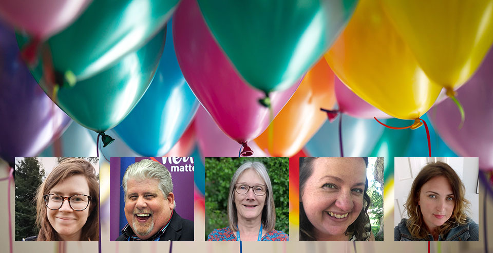Clockwise from top left: Sally Lawrence, Katherine Sopher, Lisa Musk, Tony Floyde, and Emma Reid