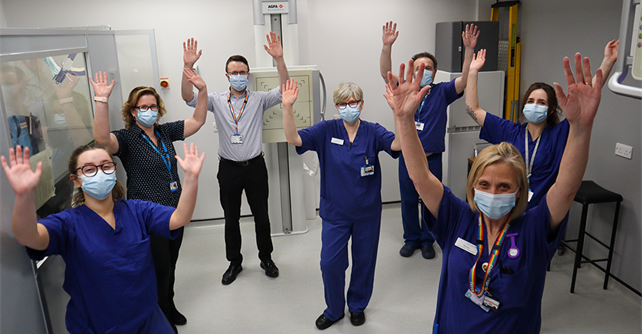 Members of the radiology department celebrating their achievement.